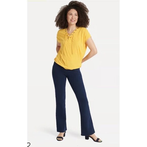 Betabrand Women's Sz Med Long Denim Straight Leg Pull On Yoga Jeans W0626IN - Picture 1 of 8